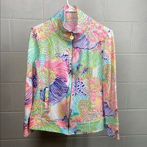 Lilly Pulitzer Reagan Full Zip Jacket‎ Tropical Size Small Athletic Pink Green